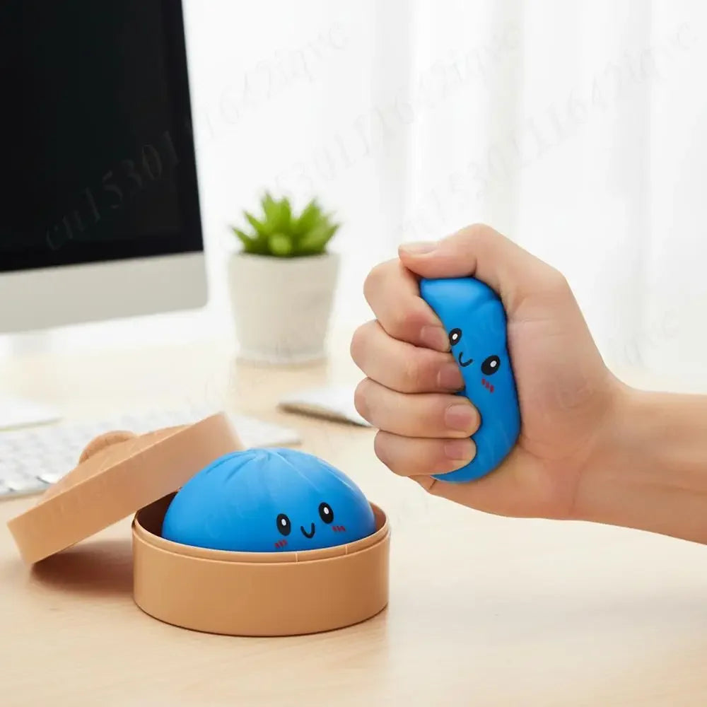 Fake Bun Sensory Toy Food Steamer Stretchy Desk Toys Kawaii Soft Dumpling Bun Simulation Fidget Squishes Stress Balls Toy